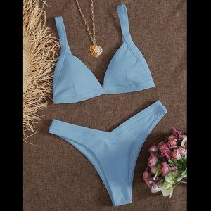 Rib Triangle High Cut Bikini